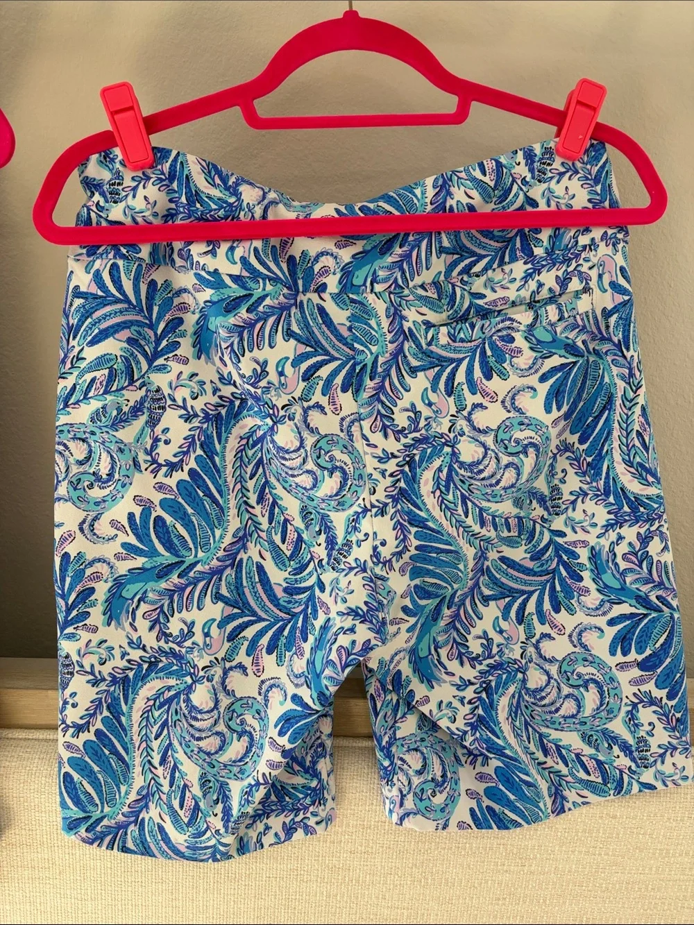 Lilly Pulitzer Blue Ruffle Tank with Blue & White Paisley Bermuda Shorts